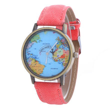 Load image into Gallery viewer, Global Travel By Plane Map Watch