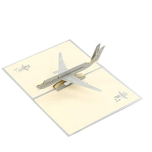 Load image into Gallery viewer, 3d Pop Up Greeting Card Silver Airplane