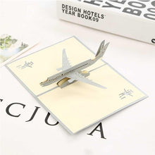 Load image into Gallery viewer, 3d Pop Up Greeting Card Silver Airplane