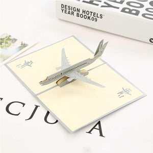 3d Pop Up Greeting Card Silver Airplane